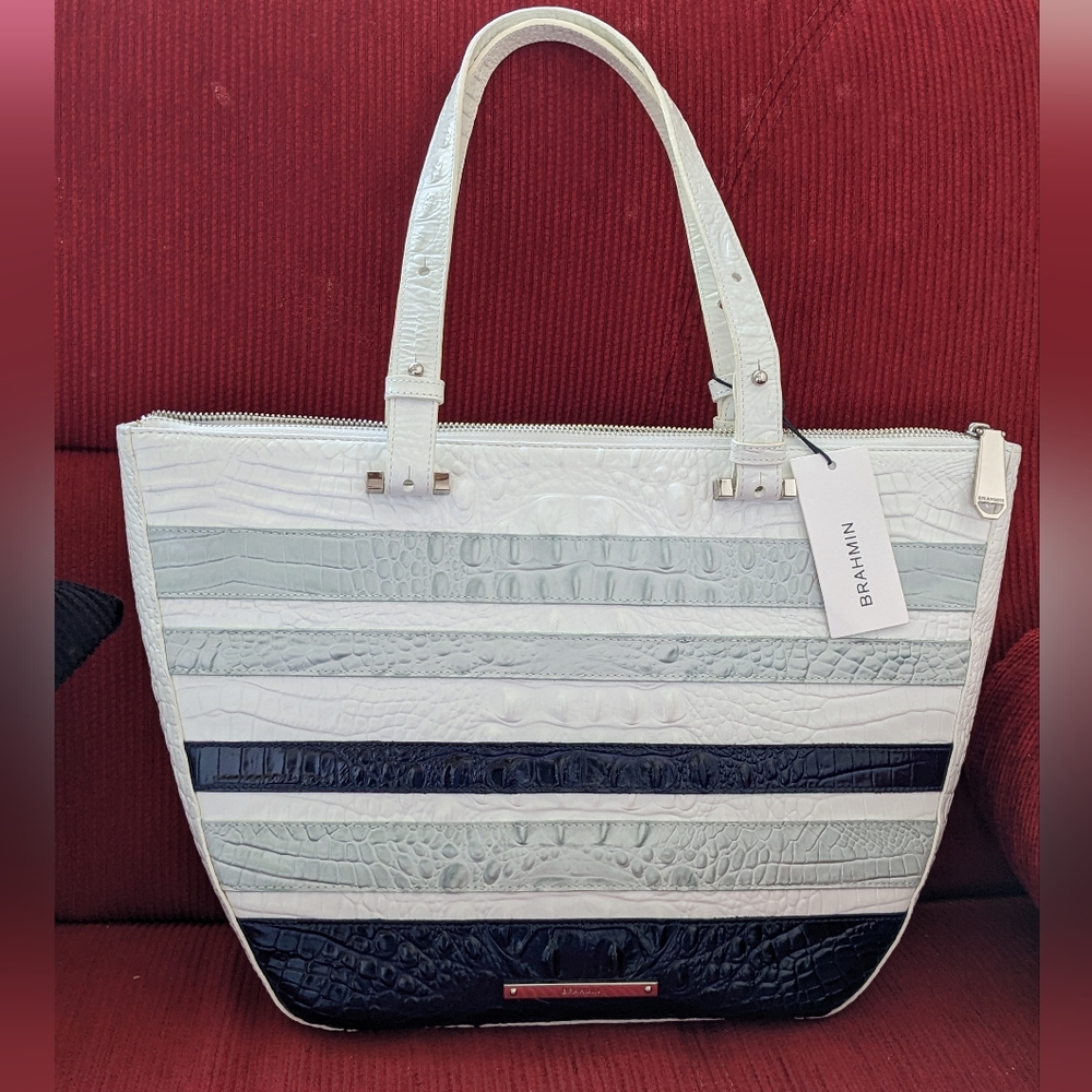 👜SALE BRAHMIN WILLA CARRYALL SEA GLASS VINEYARD GENUINE LEATHER WOMAN PURSE NWT